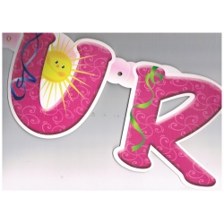 Baner 1 Urodzinki Różowy Dla Dziewczynki , 1 roczek ,  dł 160cm , wys:liter  15cm , roczek
