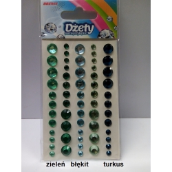 Dżety samoprzylepne okrągłe  4-,6,10mm  ZIELEŃ, BŁĘKIT, TURKUS 60szt. / Brewis / DS84 naklejki