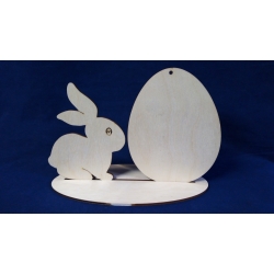 Jajko 14cm, zajączek 12,5cm  na podstawce /SKLEJKA #3mm