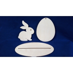 Jajko 14cm, zajączek 12,5cm  na podstawce /SKLEJKA #3mm