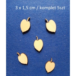 SKLEJKA #3mm Listek 3x1,5cm , liść mini / komplet 5szt / 0150