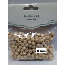 KORALIKI ,koralik drewniany, mini fi 8mm / 40g kulka drewniana 8mm , surowa , kulka 8mm
