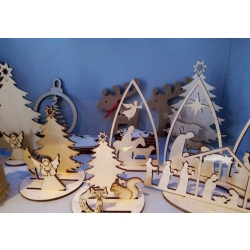 SKLEJKA #3mm Zestaw na podkładce fi 8cm /  choinka 15cm, 9,5cm  + serenka  zestaw Świąteczny, komplet