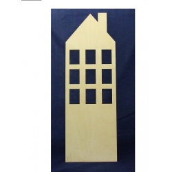 Model budynku z kominem 75 x 25 cm ,grubość sklejki 3mm : dom, biurowiec itp np; dekoracja pokoju dziecka,panel ścienny