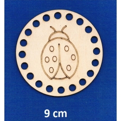 SKLEJKA #3mm Podkładka 9cm , baza z otworami pod sznurek, szydełko, makrama , BIEDRONKA GRAWER do torebki, koszyk, do koszyka, makrama - pod kubek