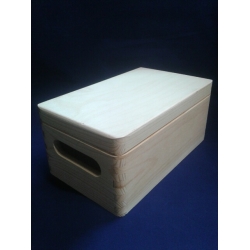 Skrzynka 25x16x11,5cm, mini dekiel, zaokrąglone boki, z uchwytami, skrzynia z wiekiem