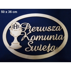 SKLEJKA #3mm  Pierwsza Komunia Święta 50x36cm , Kielich / DEKOR na ścianę, zasłonę itp. / 3940