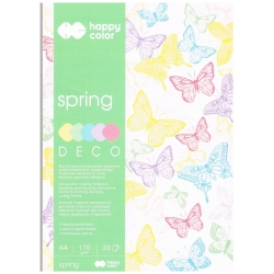 Blok papierów JEDNOKOLOROWYCH  A4  Happy Color 5 kolorów  SPRING , 170g , dwustronnie barwiony, papier kolorowy