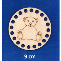 SKLEJKA #3mm Podkładka 9cm , baza z otworami pod sznurek, szydełko, makrama ,medal ze sznurkiem MIŚ  GRAWER do torebki, koszyk, do koszyka/ MISIO II