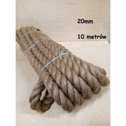 10 METRÓW / Lina jutowa 20mm, sznur jutowy 20mm / długość 10m / sznur jutowy skręcany naturalny / zwój juta / Juteco