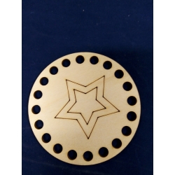 SKLEJKA #3mm Podkładka 9cm , baza z otworami pod sznurek, szydełko, GWIAZDKA GRAWER do torebki, makrama - pod kubek