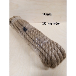 10 METRÓW / Lina jutowa 10mm, sznur jutowy 10mm / długość 10m / sznur jutowy skręcany naturalny / zwój juta / Juteco