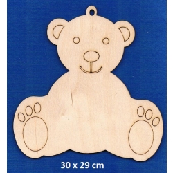 SKLEJKA #3mm Miś 30x29cm, misio ze sklejki grawer / ZAWIESZKA / 01350