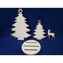SKLEJKA #3mm Zestaw na podkładce fi 8cm /  choinka 15cm, 9,5cm  + serenka  zestaw Świąteczny, komplet
