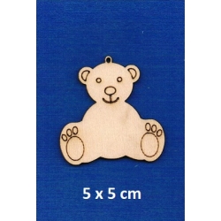 SKLEJKA #3mm Miś 5x5cm, misio ze sklejki grawer / ZAWIESZKA / 0140