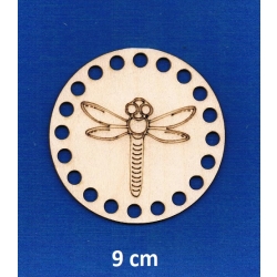 SKLEJKA #3mm Podkładka 9cm , baza z otworami pod sznurek, szydełko, makrama , WAŻKA GRAWER do torebki, koszyk, do koszyka, makrama - pod kubek / 0475