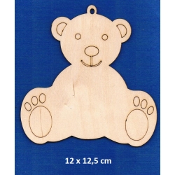 SKLEJKA #3mm Miś 12x12,5cm, misio ze sklejki grawer / ZAWIESZKA / 0425