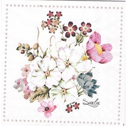 Serwetka -3361- MINI 25x25 cm , wzór 4 krotny / kwiaty