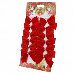 Kokardki Welurowe Czerwone 12szt / KR1183 , kokardka 5,5x5cm czerwona welur, na drucikach, aksamit