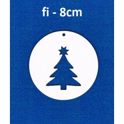 BEERMATA #1,5mm  Bombka 8cm z choinką  , biała tekturka , scrap,  birmata