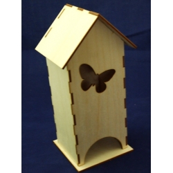 SKLEJKA #3mm Domek np; na herbatę , 10x10x23cm , składany , MOTYL   , sklejka