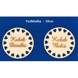 Podkładka pod kubek 10cm / 2szt , DZIEŃ BABCI I DZIADKA  / sklejka #3mm