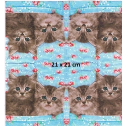 Chusteczka mini 21x21cm / Cena 1 sztuki / kotki / -3371-