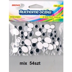 Ruchome oczka samoprzylepne   54-szt   (  fi 8*10  , 10*13  , 12*16 mm ) Brewis R05