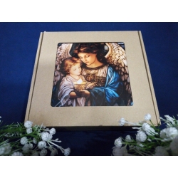 Pamiątka Chrztu Świętego - Obraz Anioła Stróża - CERAMIKA OBRAZEK WYSOKI POŁYSK 20x20cm / Chrzest Święty / 9888