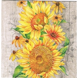 Serwetka -3362- MINI 25x25 cm , wzór 4 krotny / słoneczniki